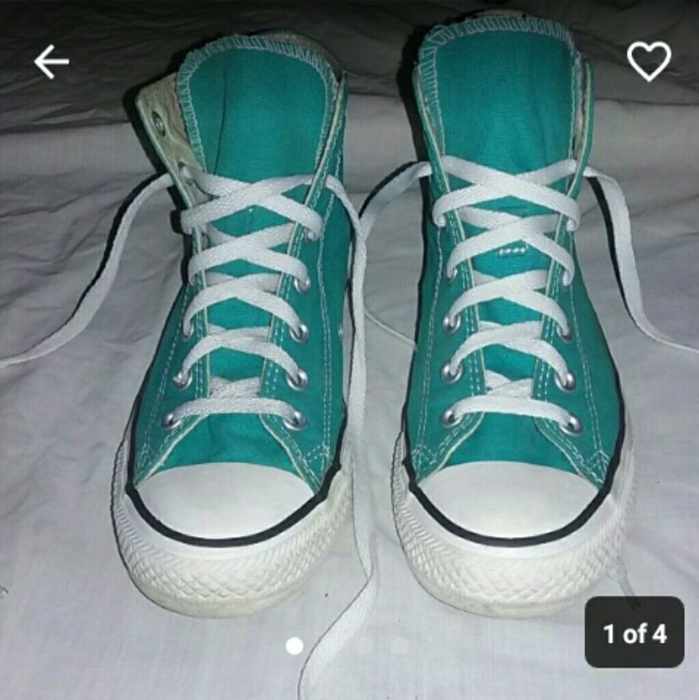 Teal Chuck Taylor Hi-Top All Stars, Sz 8